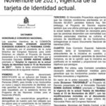 Amplian vigencia de tarjeta de identidad hasta el 15 de noviembre de 2021